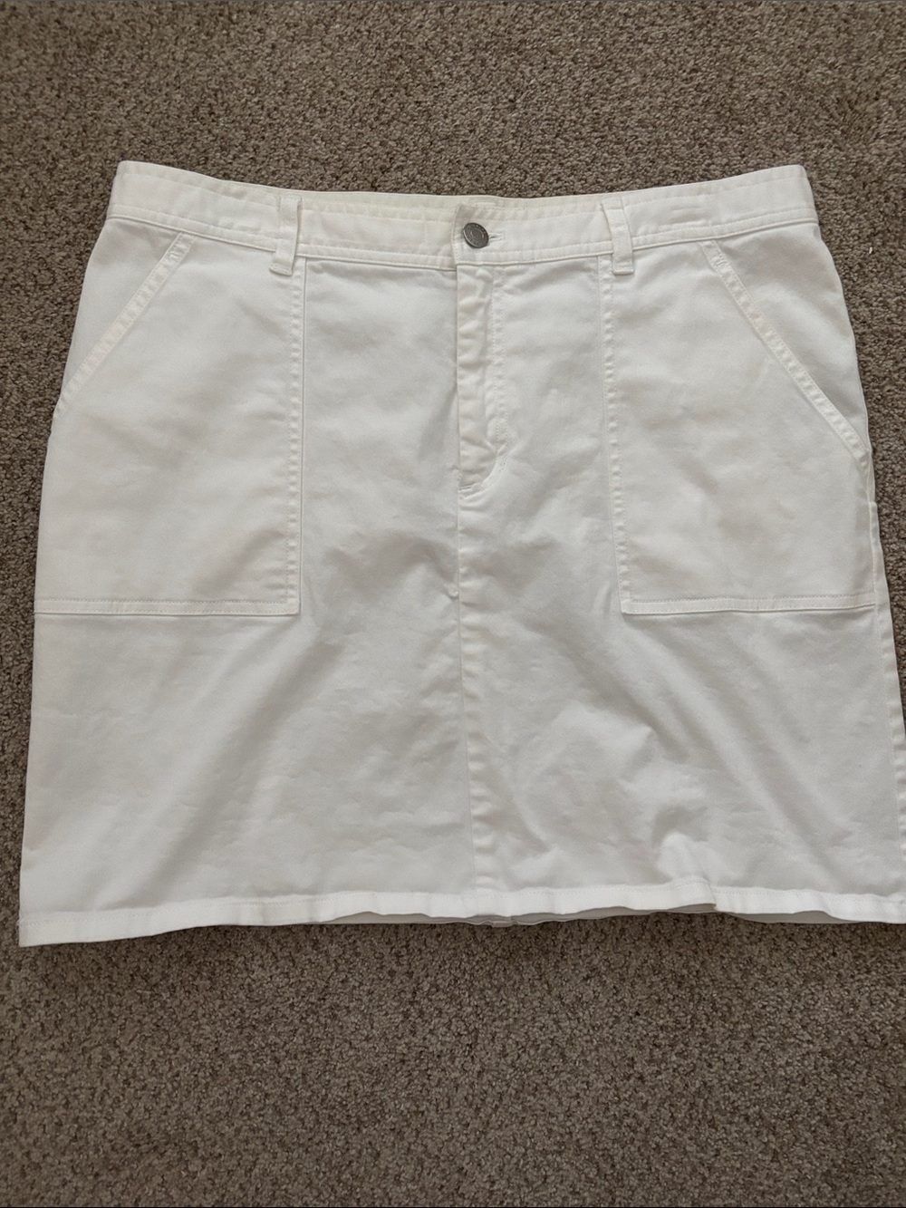 Lauren - White Denim Mini Skirt with Front and Rear Patch Pockets